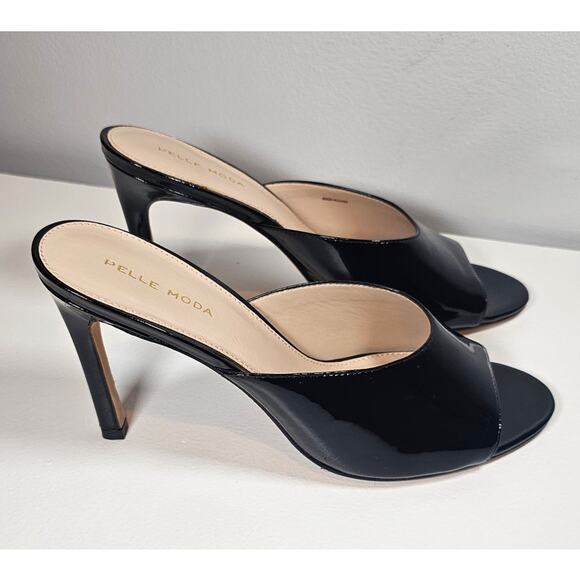 Pella Moda Patent Black Leather Slide 4 inch Heels, Sz 10M, New - Picture 10 of 10